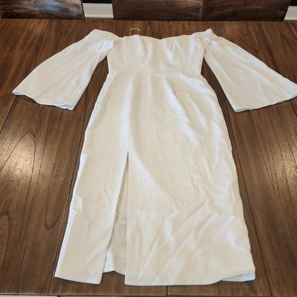 BHLDN Dress The Population Erin white off the shoulder cocktail mini Midi dress - Picture 6 of 16